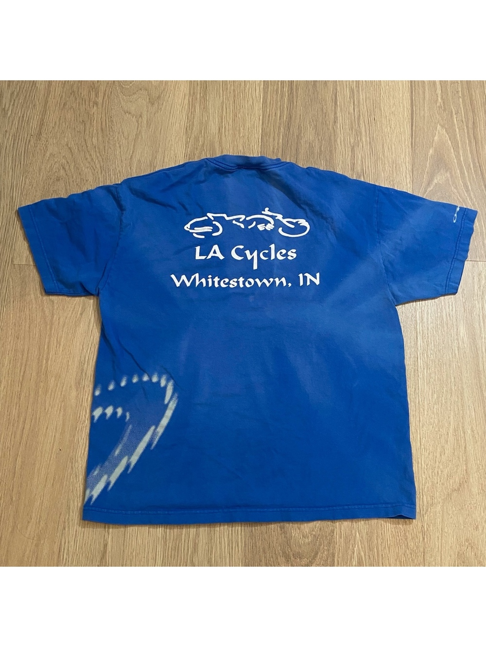 Rare Vintage Oakley LA Cycles XXL Blue Graphic Cotton T-Shirt *Read Desc